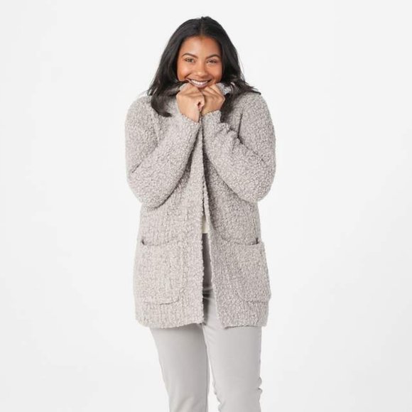 boucle hooded cardi